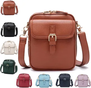 Collaboraten1 Crossbody Leather Bag, Urvashii Vintage Double Layer Large Capacity Mini Anti Theft Cross Body Bags