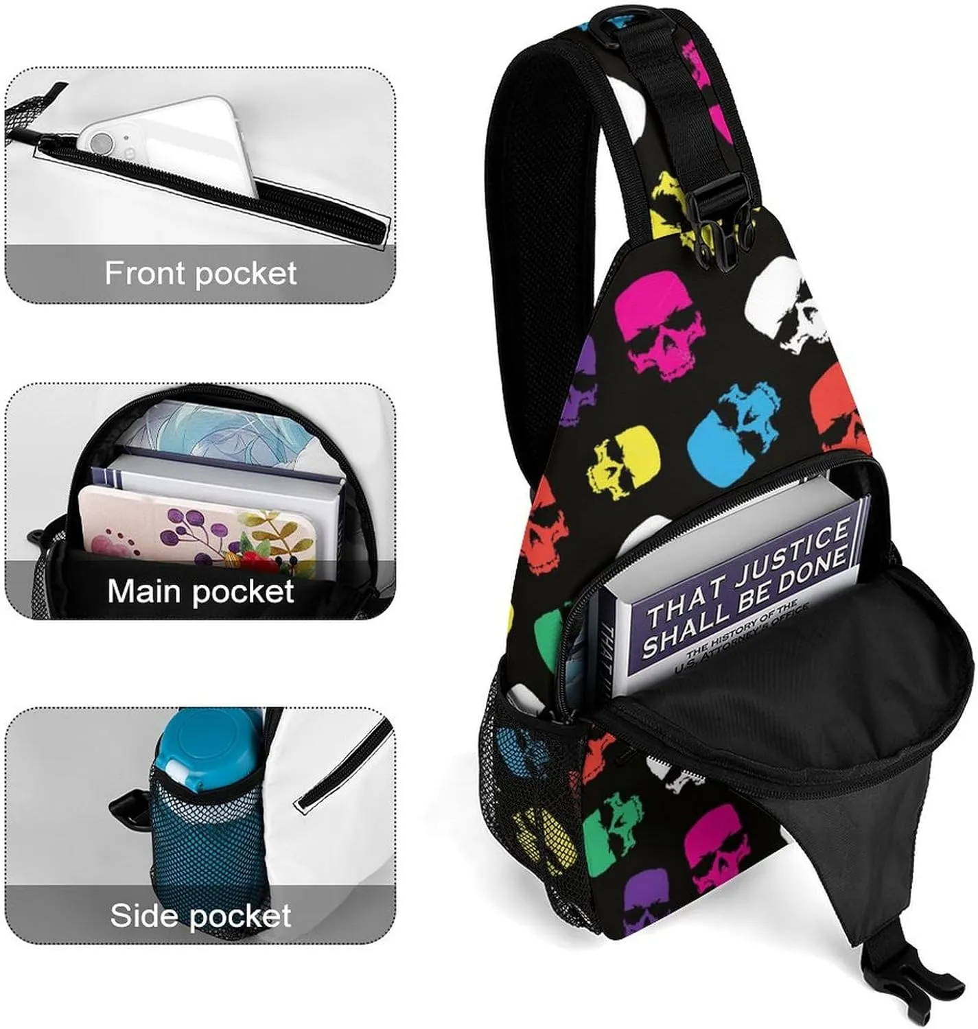 Color Skull Versatile And Convenient Multipurpose Crossbody Bag - Perfect for Travel And Hiking
