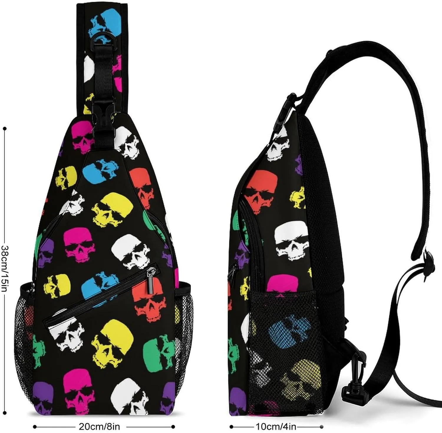 Color Skull Versatile And Convenient Multipurpose Crossbody Bag - Perfect for Travel And Hiking