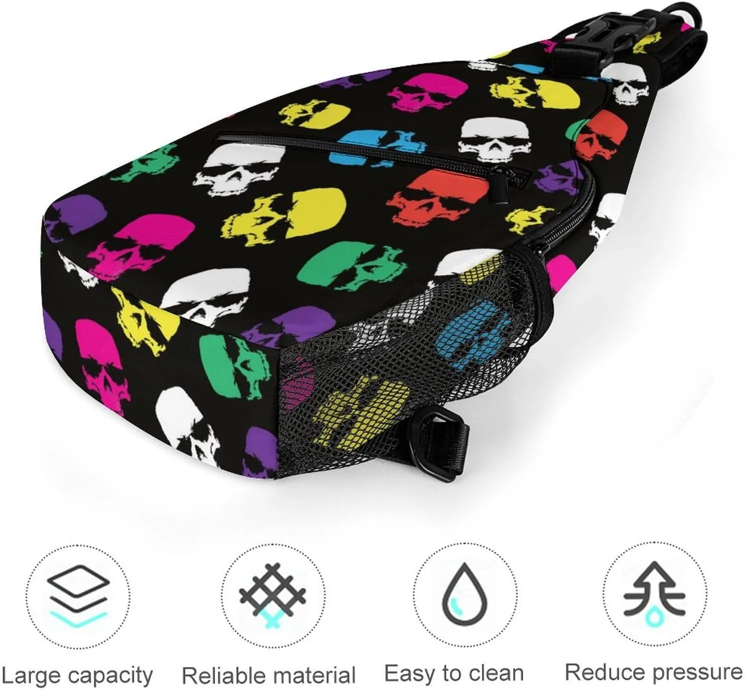 Color Skull Versatile And Convenient Multipurpose Crossbody Bag - Perfect for Travel And Hiking