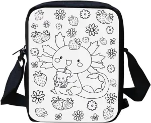 Color Your Own Bag with Markers Axolotl Coloring Craft Crossbody Messenger Bag for Girls Travel Coloring Kit for Kids Back to School Gifts for Kids DIY Crafts Art Purse