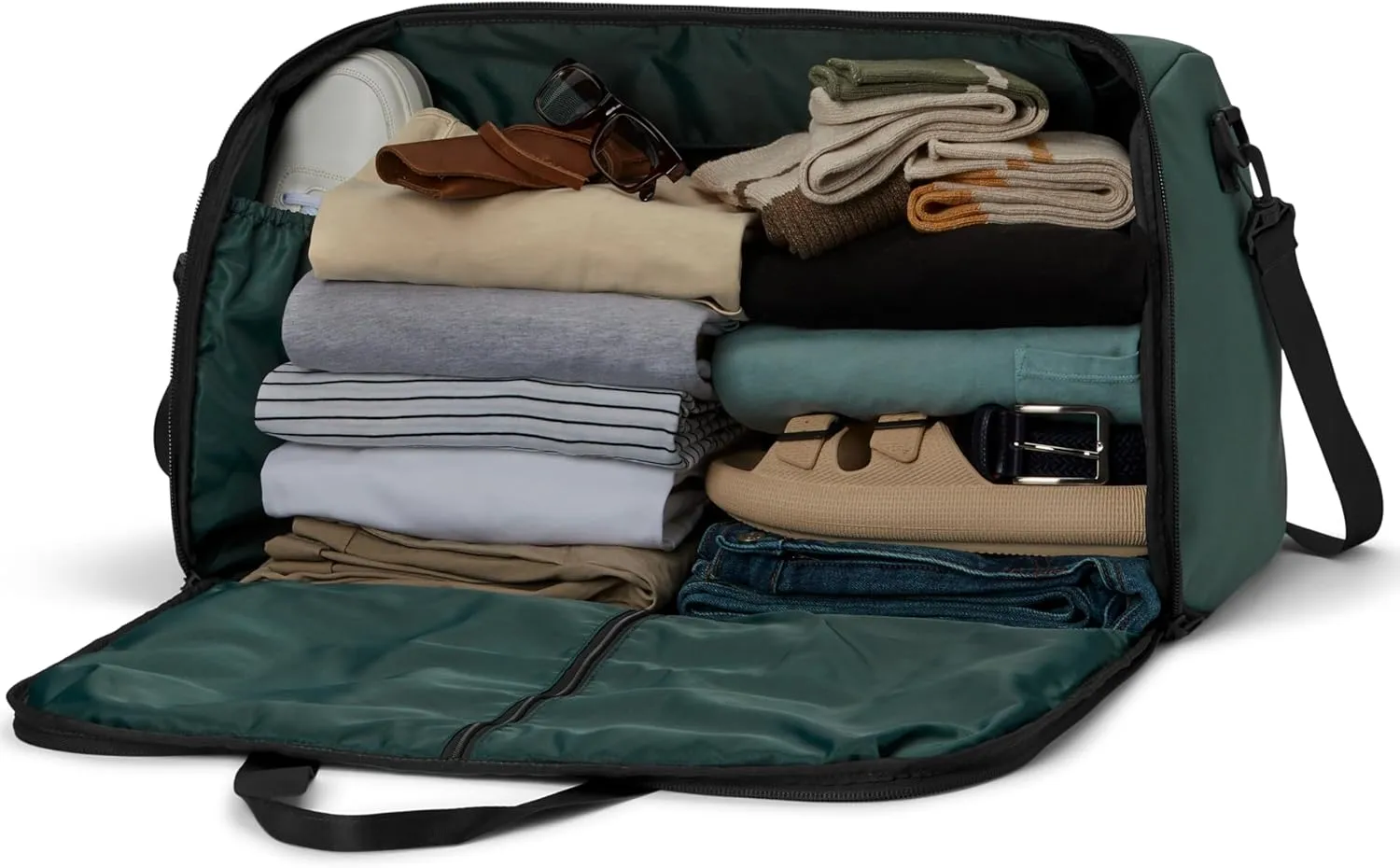 Convertible Garment Duffel Bag 45L – 2-in-1 Carry-On Suit Travel Bag with Wrinkle-Free Hanging Compartment, Shoe Pockets & Trolley Sleeve – Weekender for Business Trips, Weddings & Getaways – Hunter
