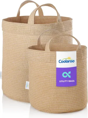 Coolaroo 2-Pack Medium & Large-Utility Grocery and Storage Bin Bags, Desert Sand