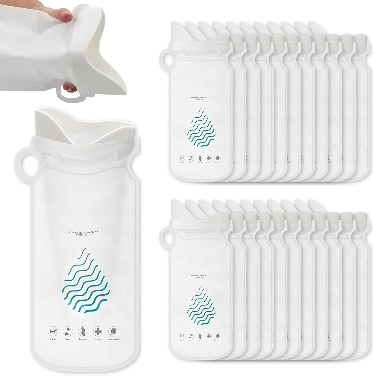 Coolrunner Disposable Urine Bags, 24 Pack Camping Pee Bags for Men Women, Disposable Urinals Vomit Bags for Travel Urinal Toilet Traffic Jam Emergency Portable Toilet Bee Bag for Kids, Patient
