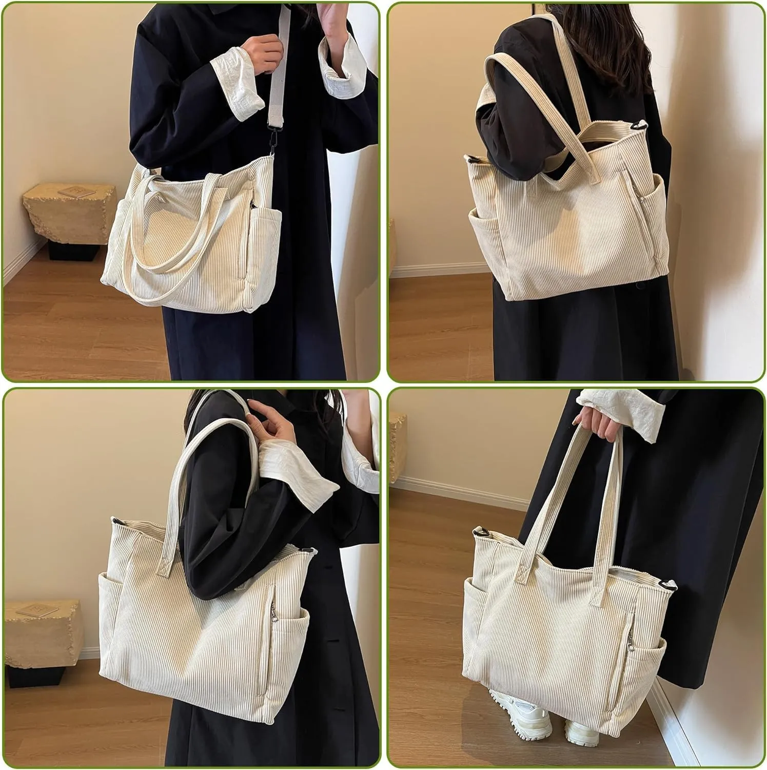 Corduroy Totes Bag Women Shoulder Hobo Handbags Crossbody Bags Big Capacity Shopping Purses