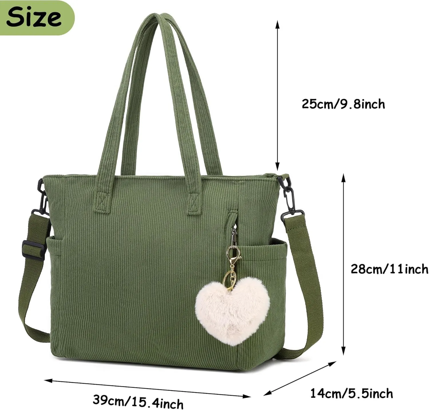 Corduroy Totes Bag Women Shoulder Hobo Handbags Crossbody Bags Big Capacity Shopping Purses