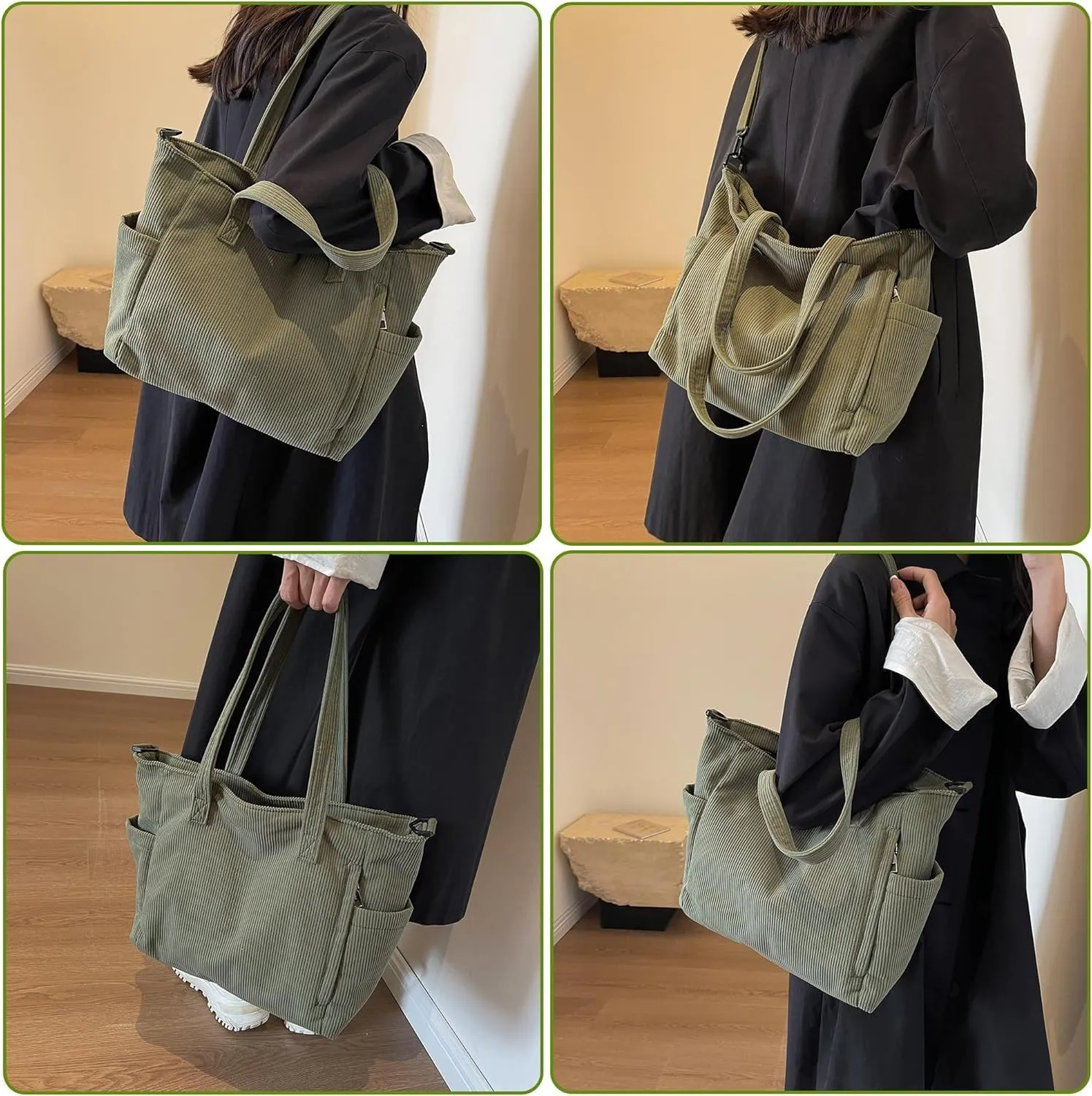 Corduroy Totes Bag Women Shoulder Hobo Handbags Crossbody Bags Big Capacity Shopping Purses