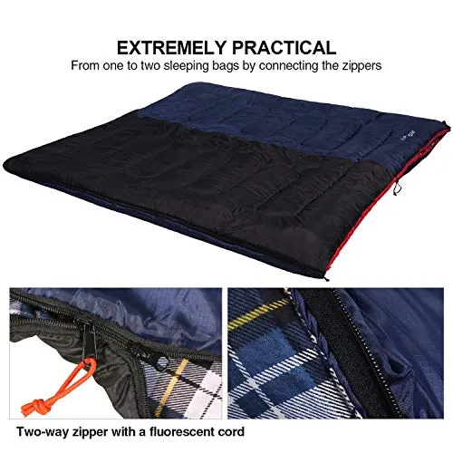 Cotton Flannel Sleeping Bag for Camping Backpacking - Adults