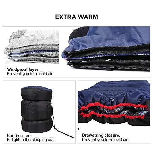 Cotton Flannel Sleeping Bag for Camping Backpacking - Adults
