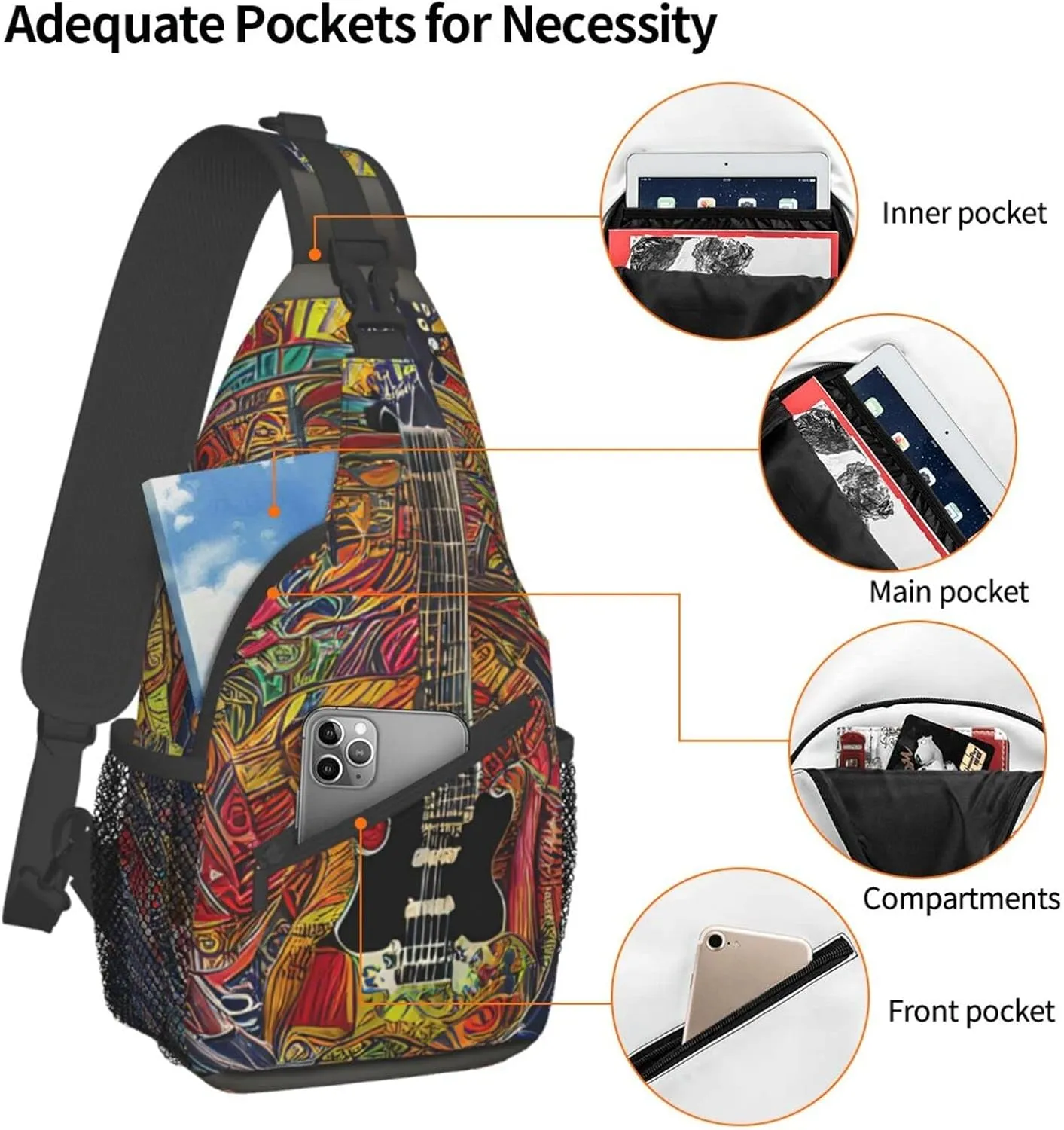 Cow Black Spot Unisex Crossbody Backpack Travel Hiking Casual Chest Bags Lightweight Fashion