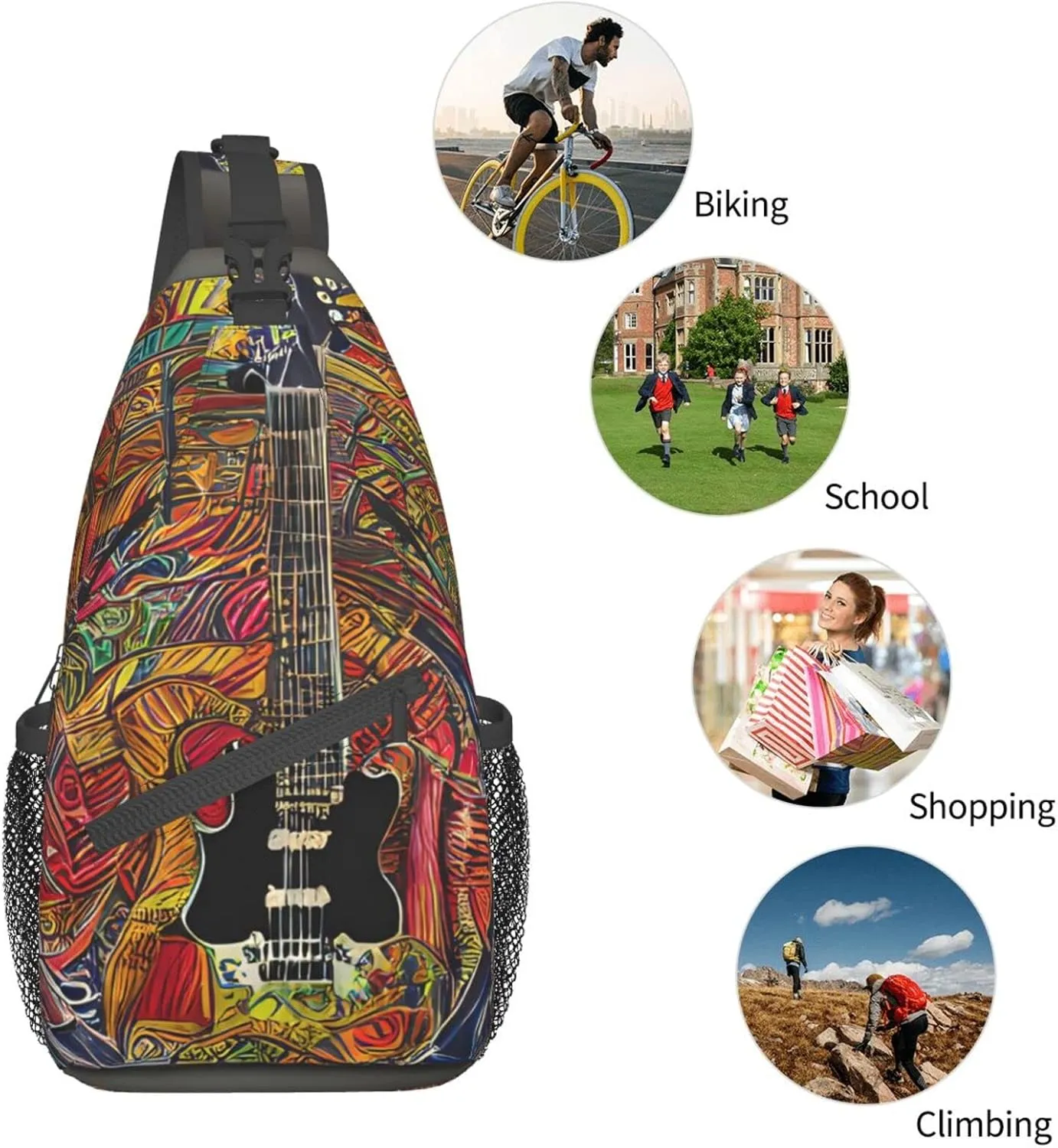 Cow Black Spot Unisex Crossbody Backpack Travel Hiking Casual Chest Bags Lightweight Fashion