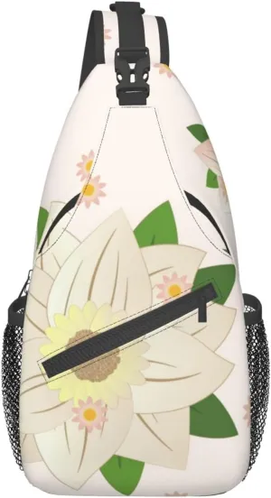 Cross chest bag diagonally Blooming Hexagonal White Prints Suitable For Men And Women outdoor hiking Daily travel Long and short trips
