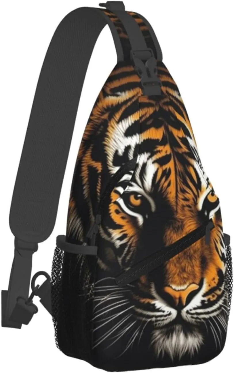 Cross Chest Bag Sling Backpack Turquoise Colored Flowers Sling Bag Crossbody Shoulder Bag Travel Hiking Daypack