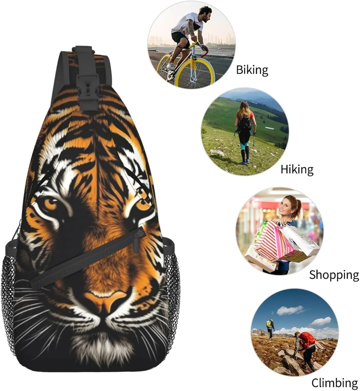 Cross Chest Bag Sling Backpack Turquoise Colored Flowers Sling Bag Crossbody Shoulder Bag Travel Hiking Daypack