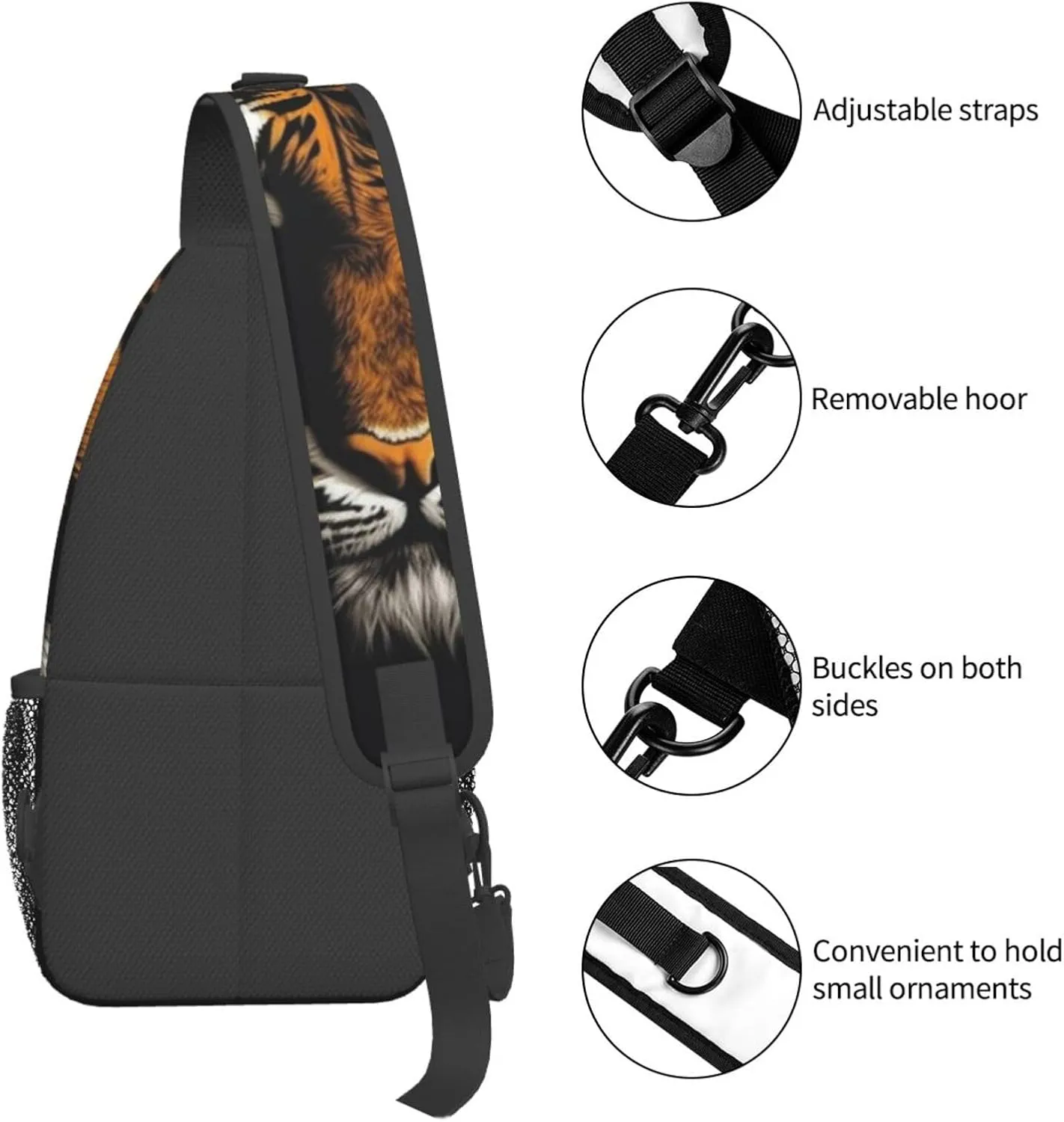 Cross Chest Bag Sling Backpack Turquoise Colored Flowers Sling Bag Crossbody Shoulder Bag Travel Hiking Daypack