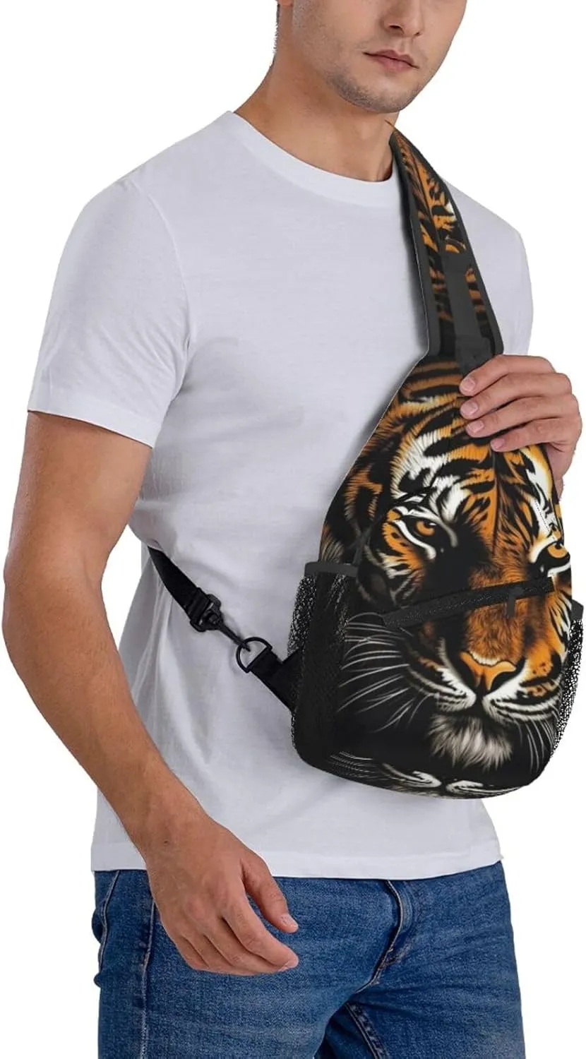 Cross Chest Bag Sling Backpack Turquoise Colored Flowers Sling Bag Crossbody Shoulder Bag Travel Hiking Daypack
