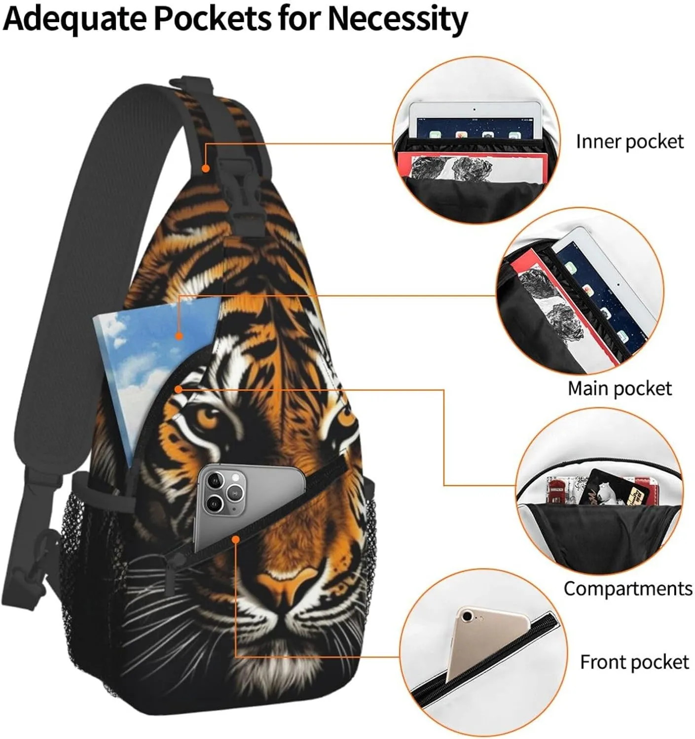 Cross Chest Bag Sling Backpack Turquoise Colored Flowers Sling Bag Crossbody Shoulder Bag Travel Hiking Daypack