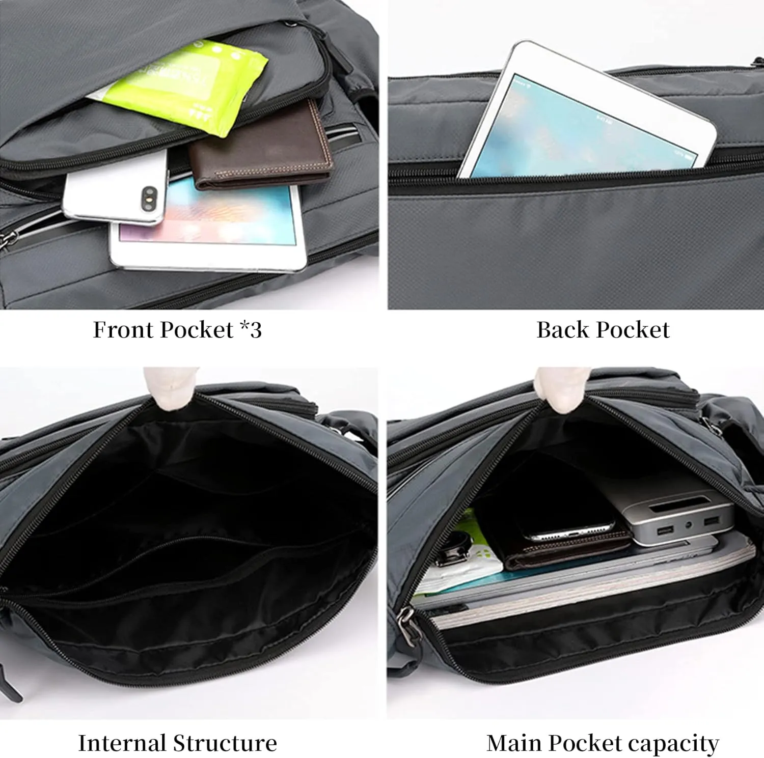 Crossbody Bag for Men Multipockets Shoulder Bags Nylon Lightweight Messenger Bags for Work