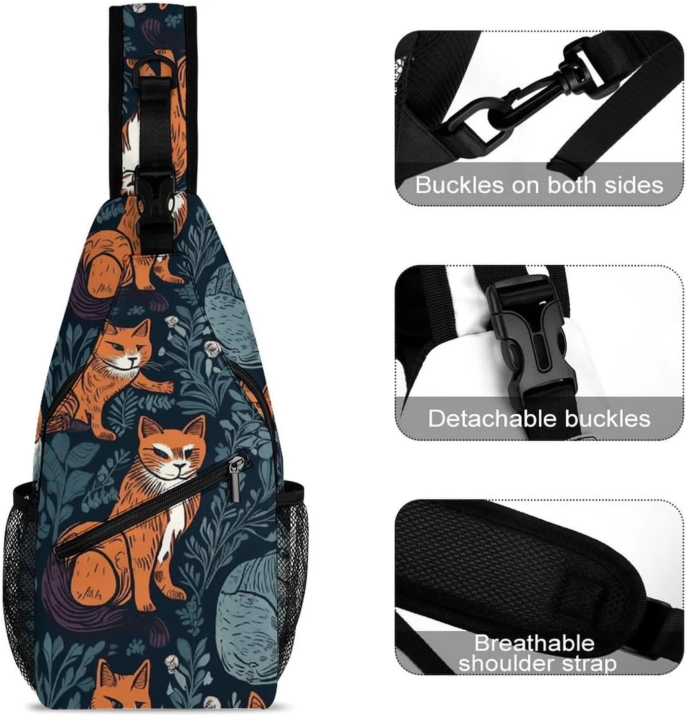Crossbody Bag for Women Men Chest Bag Cartoon Santa Claus Sling Bag Crossbody Shoulder Bag Sling Backpack