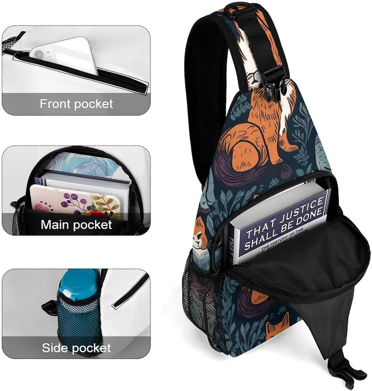 Crossbody Bag for Women Men Chest Bag Cartoon Santa Claus Sling Bag Crossbody Shoulder Bag Sling Backpack