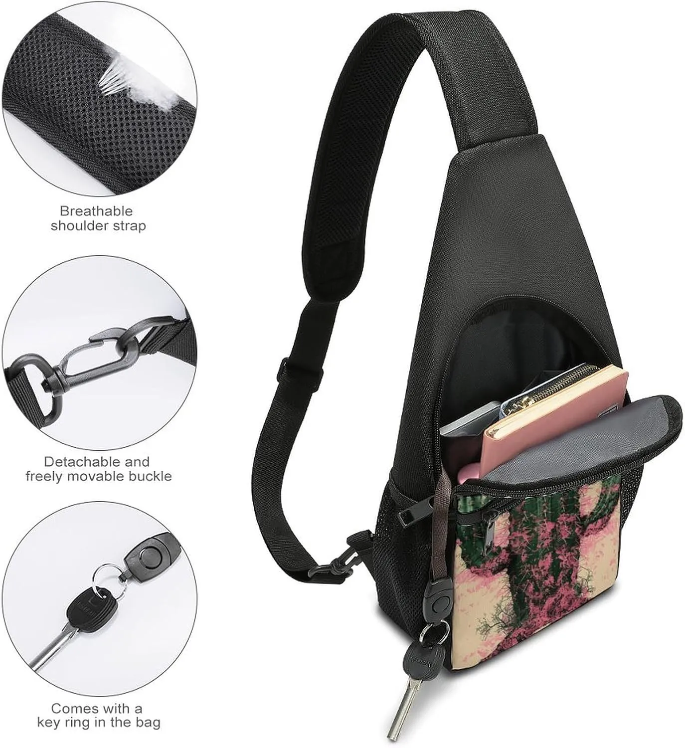 Crossbody Bag for Women Men Sling Bag Next to The Table Chest Bag Crossbody Adjustable Shoulder Bag