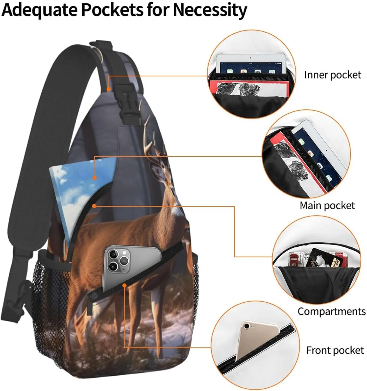 Crossbody Bags for Women Men Trendy Sling Bag Casual Chest Bag Heart Tree Shoulder Bag for Travel Sport