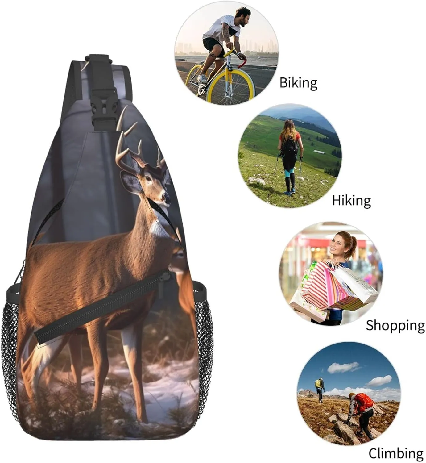 Crossbody Bags for Women Men Trendy Sling Bag Casual Chest Bag Heart Tree Shoulder Bag for Travel Sport