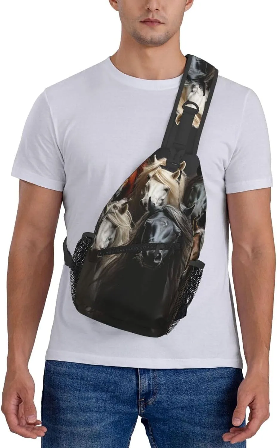 Crossbody Bags for Women Men Trendy Sling Bag Casual Chest Bag Mosaic Collage Shoulder Bag for Travel Sport