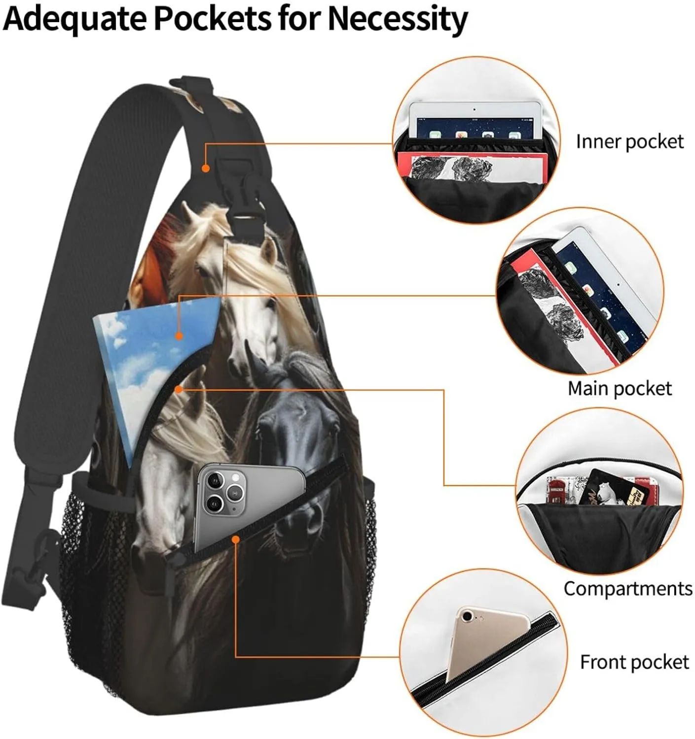 Crossbody Bags for Women Men Trendy Sling Bag Casual Chest Bag Mosaic Collage Shoulder Bag for Travel Sport