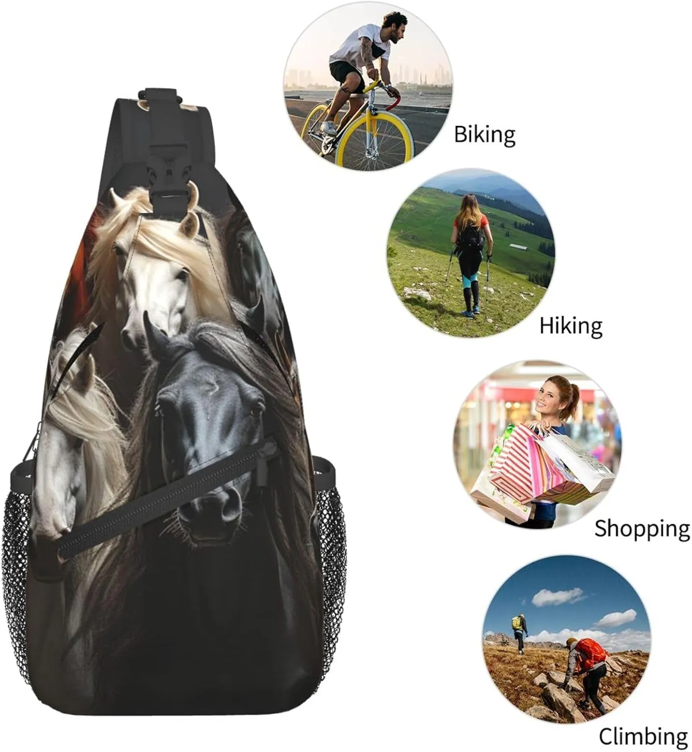 Crossbody Bags for Women Men Trendy Sling Bag Casual Chest Bag Mosaic Collage Shoulder Bag for Travel Sport