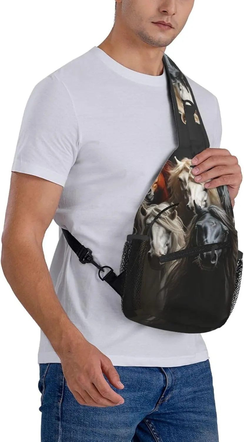 Crossbody Bags for Women Men Trendy Sling Bag Casual Chest Bag Mosaic Collage Shoulder Bag for Travel Sport