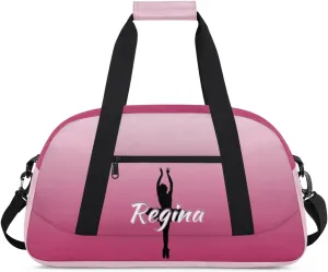 Custom Dance Bag Personalized Duffel Dance Bags Gymnastics Sport Bag Waterproof Carry on Travel Bag Overnight Weekender Bags, Dark Pink Gradient