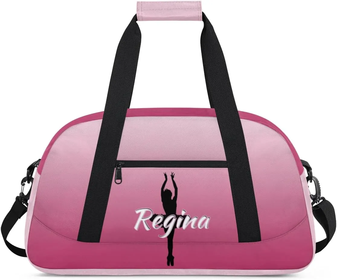 Custom Dance Bag Personalized Duffel Dance Bags Gymnastics Sport Bag Waterproof Carry on Travel Bag Overnight Weekender Bags, Dark Pink Gradient