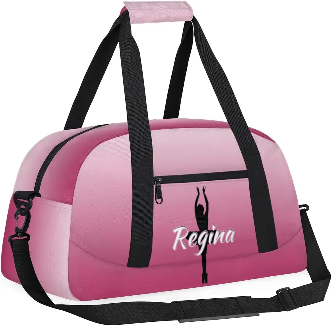 Custom Dance Bag Personalized Duffel Dance Bags Gymnastics Sport Bag Waterproof Carry on Travel Bag Overnight Weekender Bags, Dark Pink Gradient