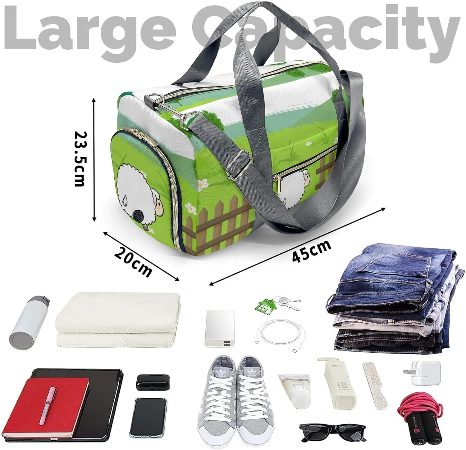 Custom Duffel Bag Farm Life Sheep Adventure Awaits: Best Travel Bags for Hiking and Sports