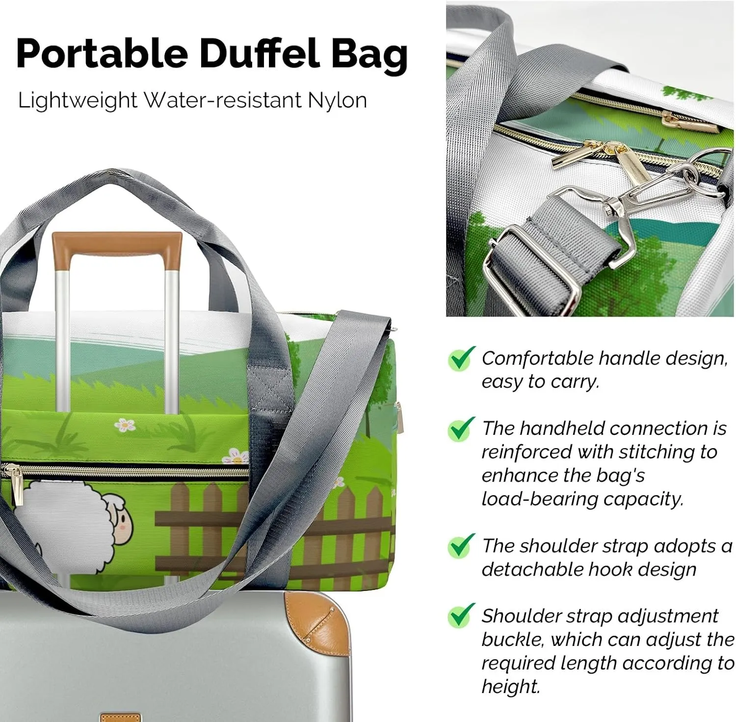 Custom Duffel Bag Farm Life Sheep Adventure Awaits: Best Travel Bags for Hiking and Sports