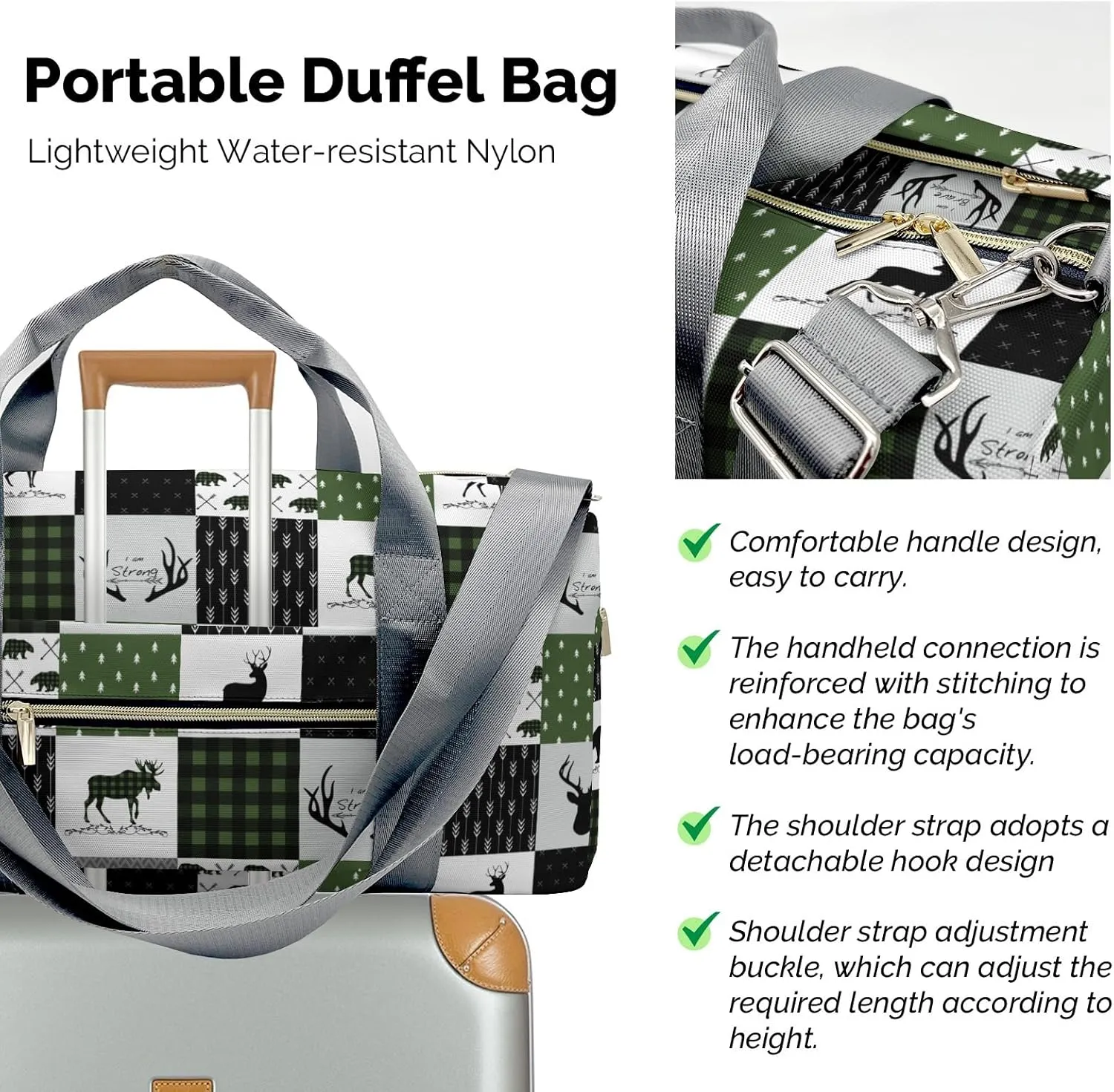 Custom Duffel Bag Woodland Deer Bear Plaid Adventure Awaits: Best Travel Bags for Hiking and Sports