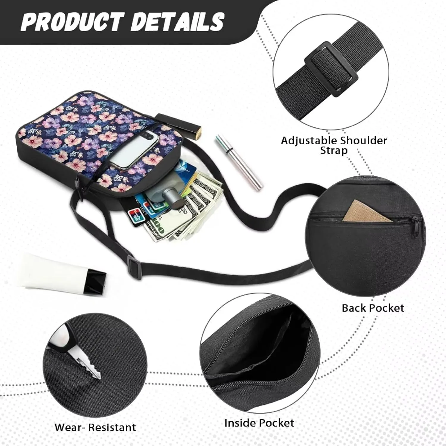 Cute Crossbody Messenger Bags Sling Purses for Women Trendy with Zipper