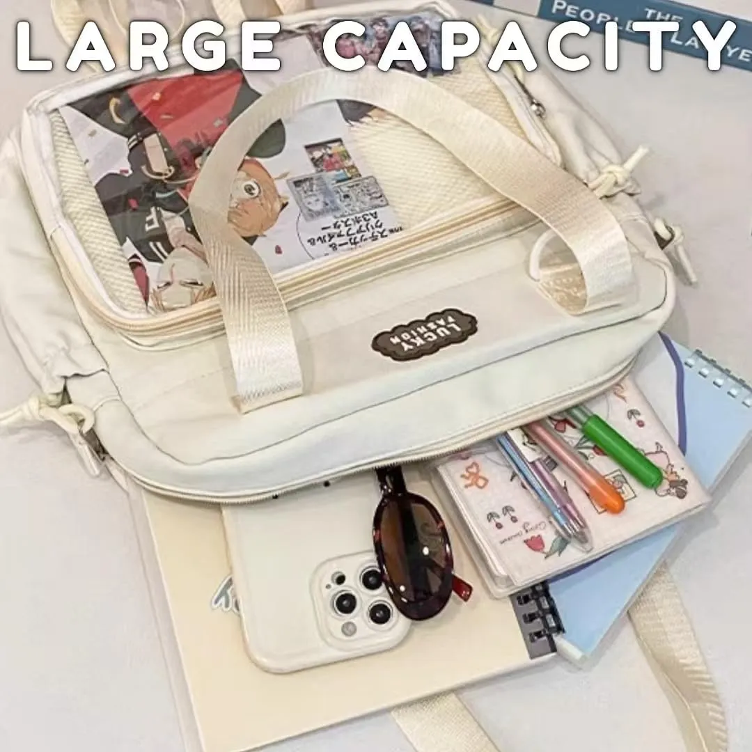 Cute Ita Bag Backpack Multi-Purpose Shoulder Messenger Tote Hand Bag Purse Kawaii Anime Pin Display Bag for Cosplay
