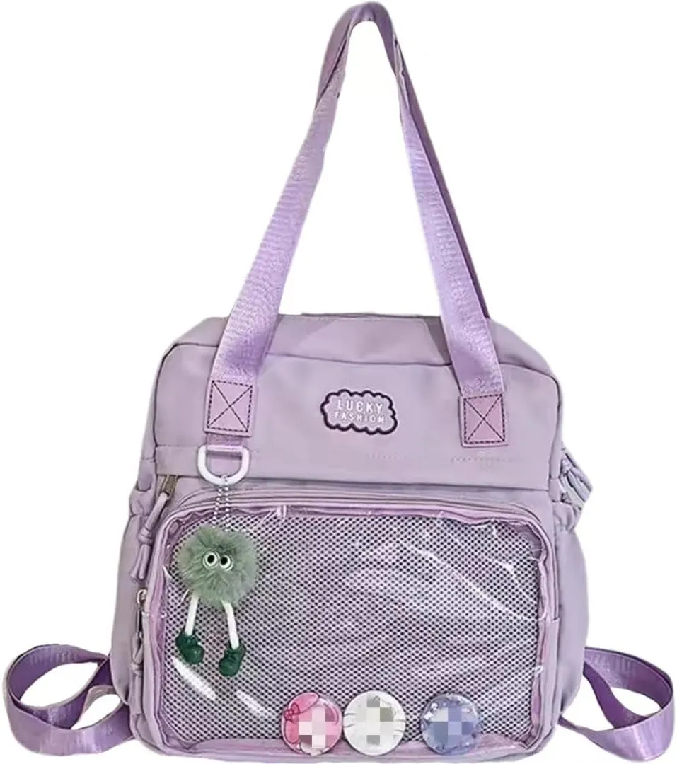 Cute Ita Bag Backpack Multi-Purpose Shoulder Messenger Tote Hand Bag Purse Kawaii Anime Pin Display Bag for Cosplay