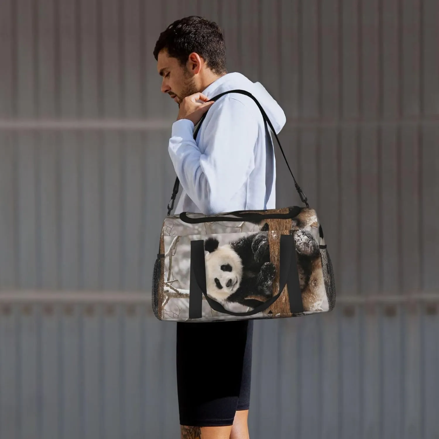Cute Panda Travel Duffel Bag Large Foldable Waterproof Overnight Bag For Beach Swim Bags Pool Sports Gym