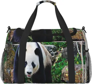 Cute Panda Travel Duffel Bag Large Foldable Waterproof Overnight Bag For Beach Swim Bags Pool Sports Gym