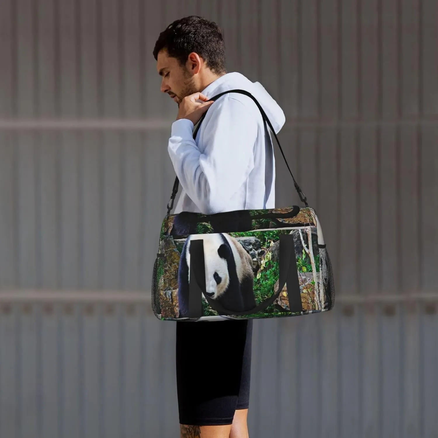 Cute Panda Travel Duffel Bag Large Foldable Waterproof Overnight Bag For Beach Swim Bags Pool Sports Gym