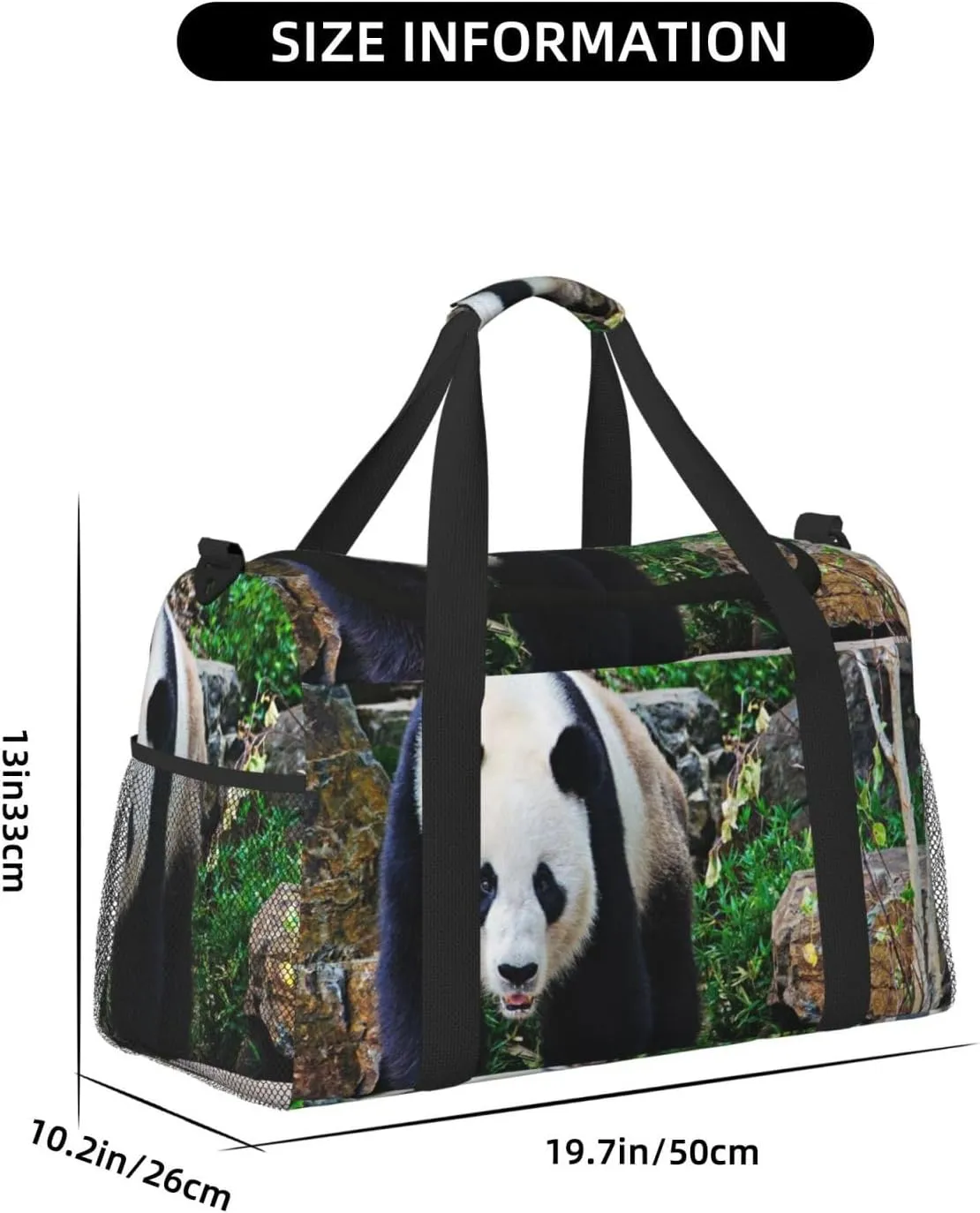 Cute Panda Travel Duffel Bag Large Foldable Waterproof Overnight Bag For Beach Swim Bags Pool Sports Gym