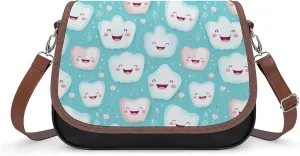 Cute Tooth Patterns Women's Crossbody Bags PU Leather Bag Handbags Mini Shoulder Bag Messenger Bag