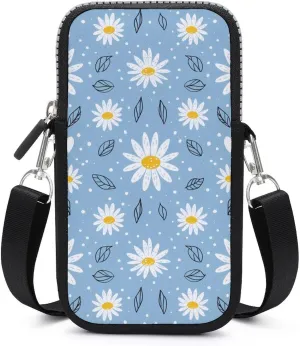 Daisy Flowers Small Crossbody Bags Cell Phone Purses Travel Pouch Shoulder Bag for Women Men