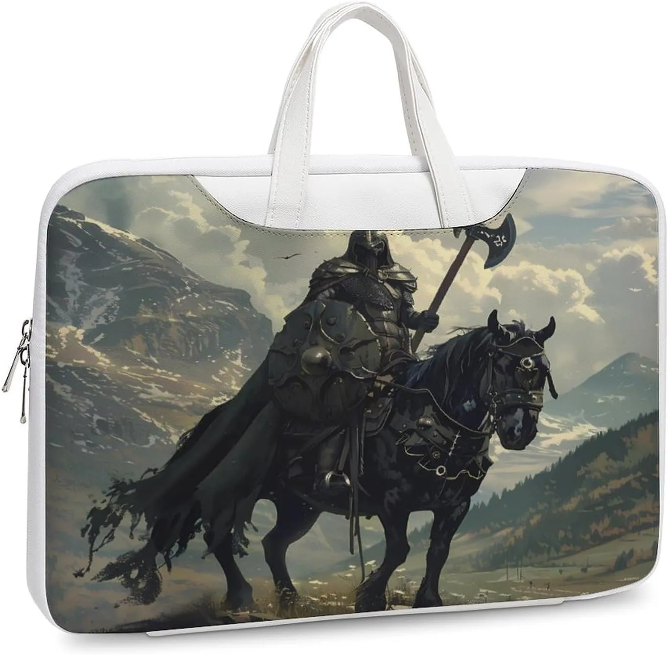 Death Dealer Viking On Horse Laptop Bag PU Leather Computer Tote Bag Carrying Case Messenger Bag with Handle