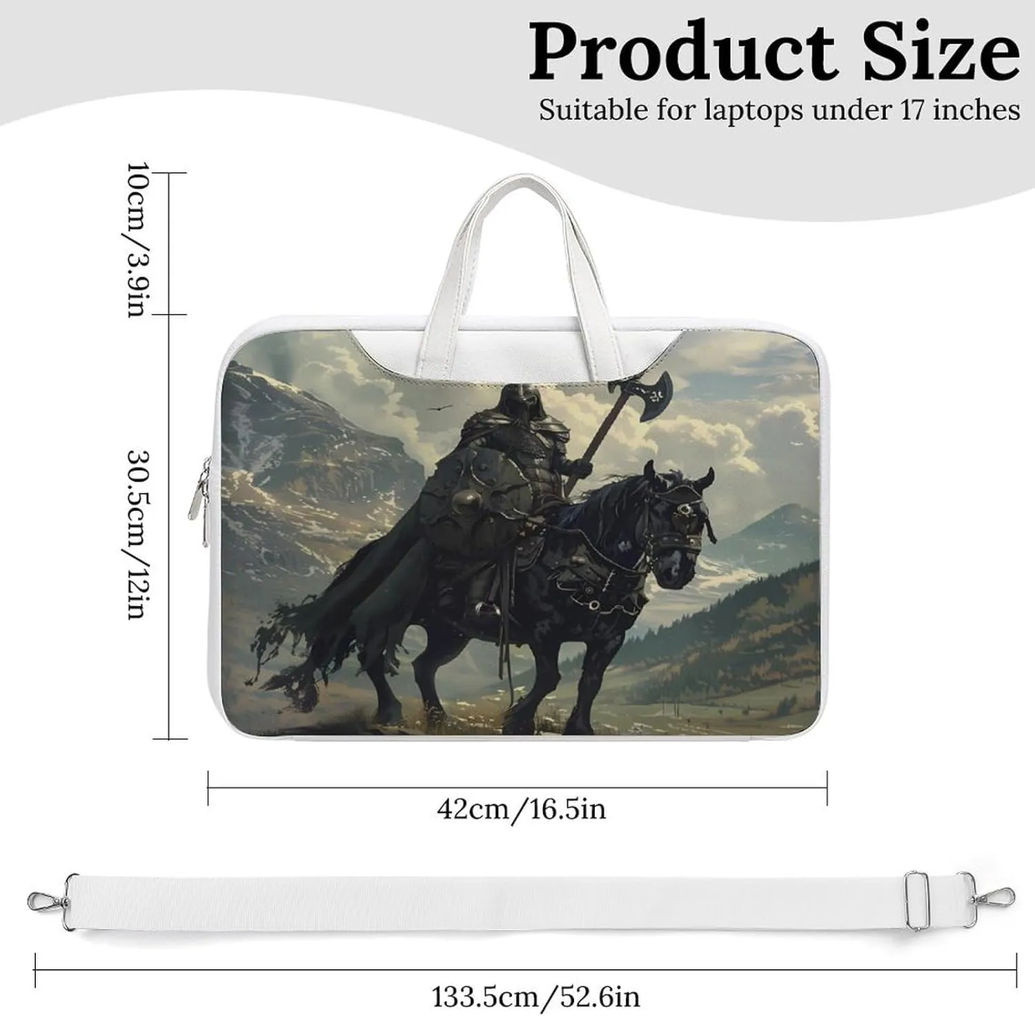 Death Dealer Viking On Horse Laptop Bag PU Leather Computer Tote Bag Carrying Case Messenger Bag with Handle