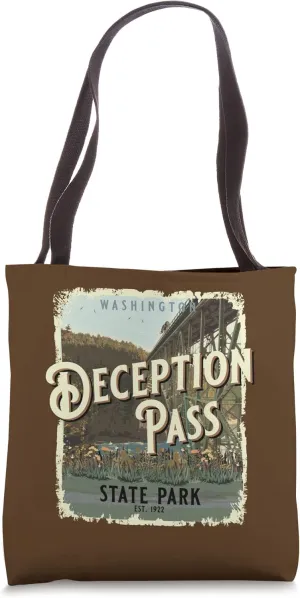 Deception Pass State Park Washington Vintage Travel Souvenir Tote Bag