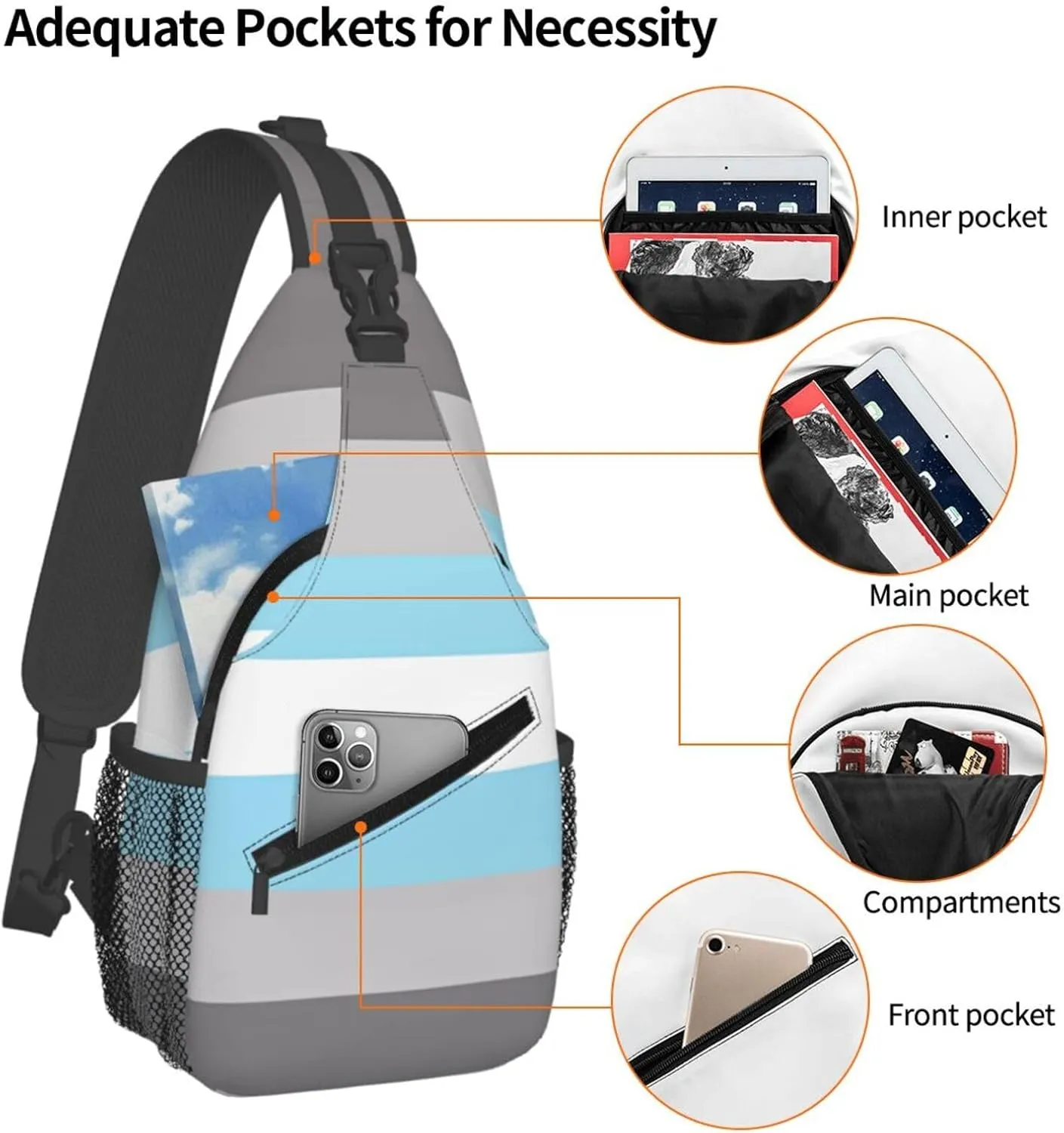 Demiboy Pride Flag Chest Sling Bag Crossbody Shoulder Backpack Bag Gym Cycling Daypack Travel Hiking Cross Bag